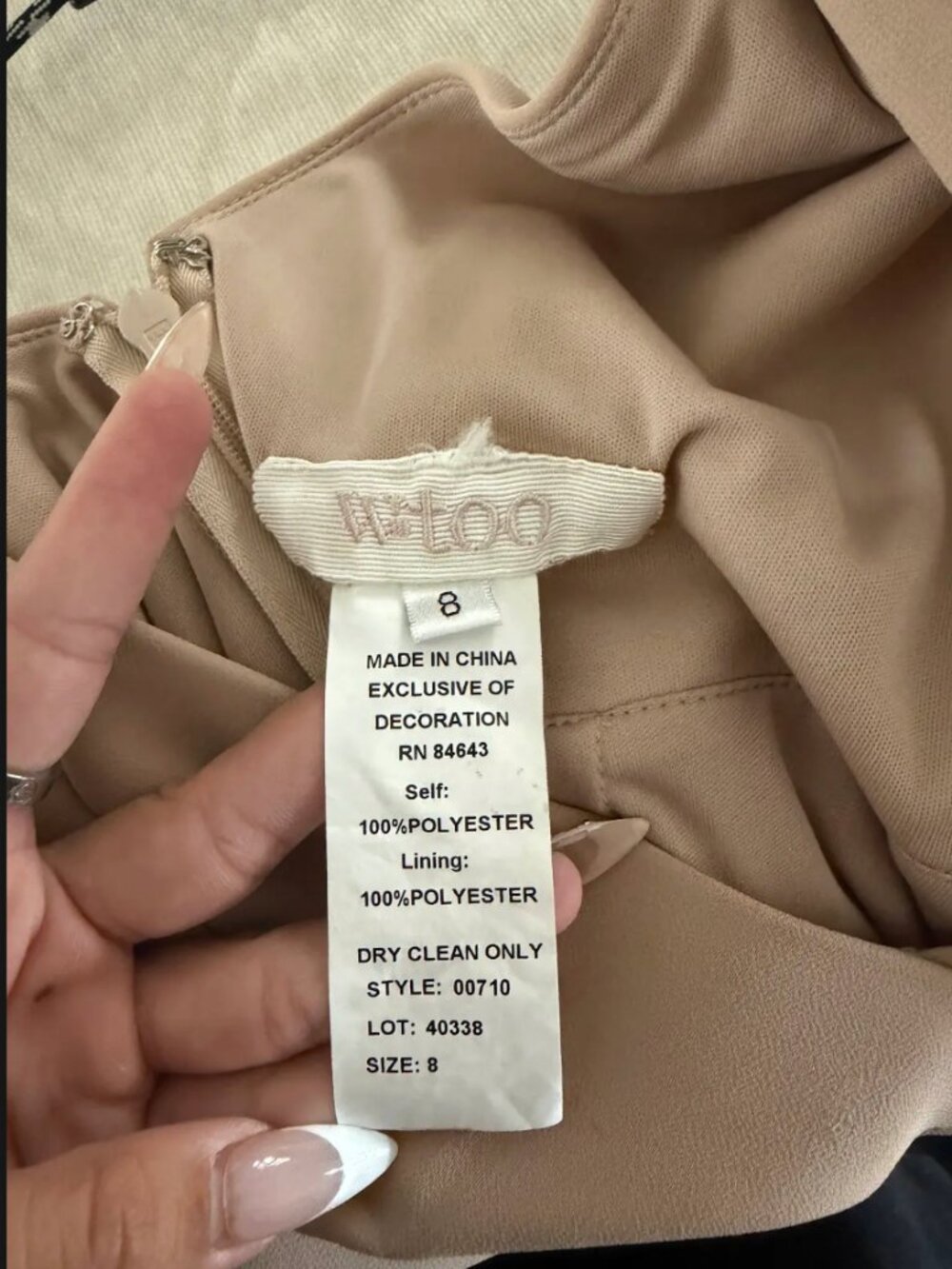 Watters Wtoo Ruffle V-Neck Maxi Dress Nude Blush - Size 8 (Style 60710) - Picture 2 of 2